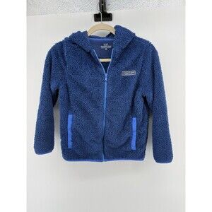 Vineyard Vines Blue Teddy Full Zip Hoodie M 12-14 Soft Fleece Fall Preppy FLAW